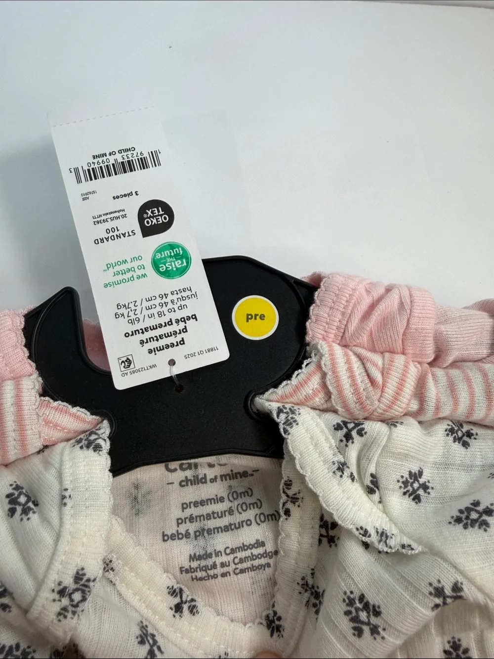 Carter's Pink Ribbed Dot Short-Sleeve Baby Bodysuit